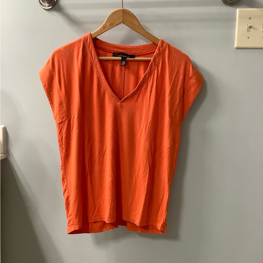 WHBM Orange Relaxed Capped Sleeve Tee